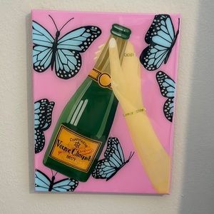 Hand painted Vevue Champagne Bottle w/ Butterflies. Perfect for college dorm!
